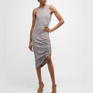 Veronica Beard Haylee Rib-Knit Ruched Midi-Dress